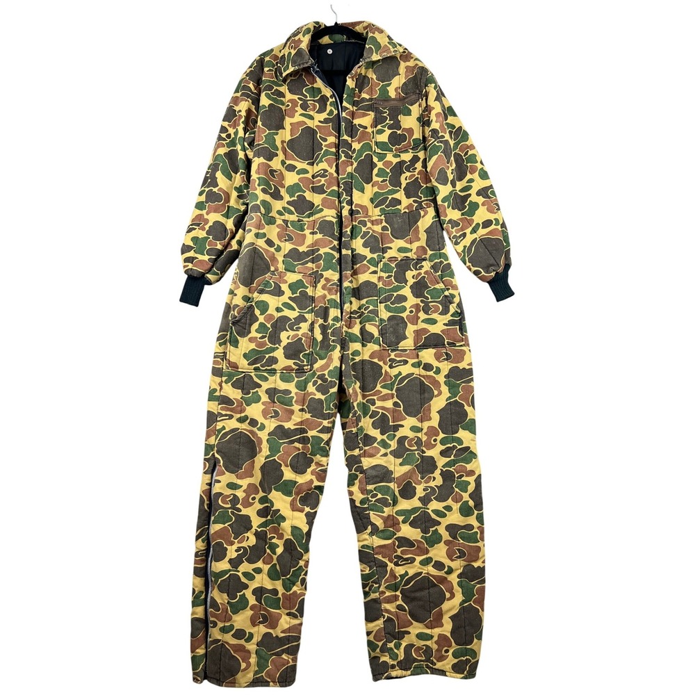 Vintage Unbranded Duck Camo Hunting Coveralls Mens XL Insulated Quilted Padded